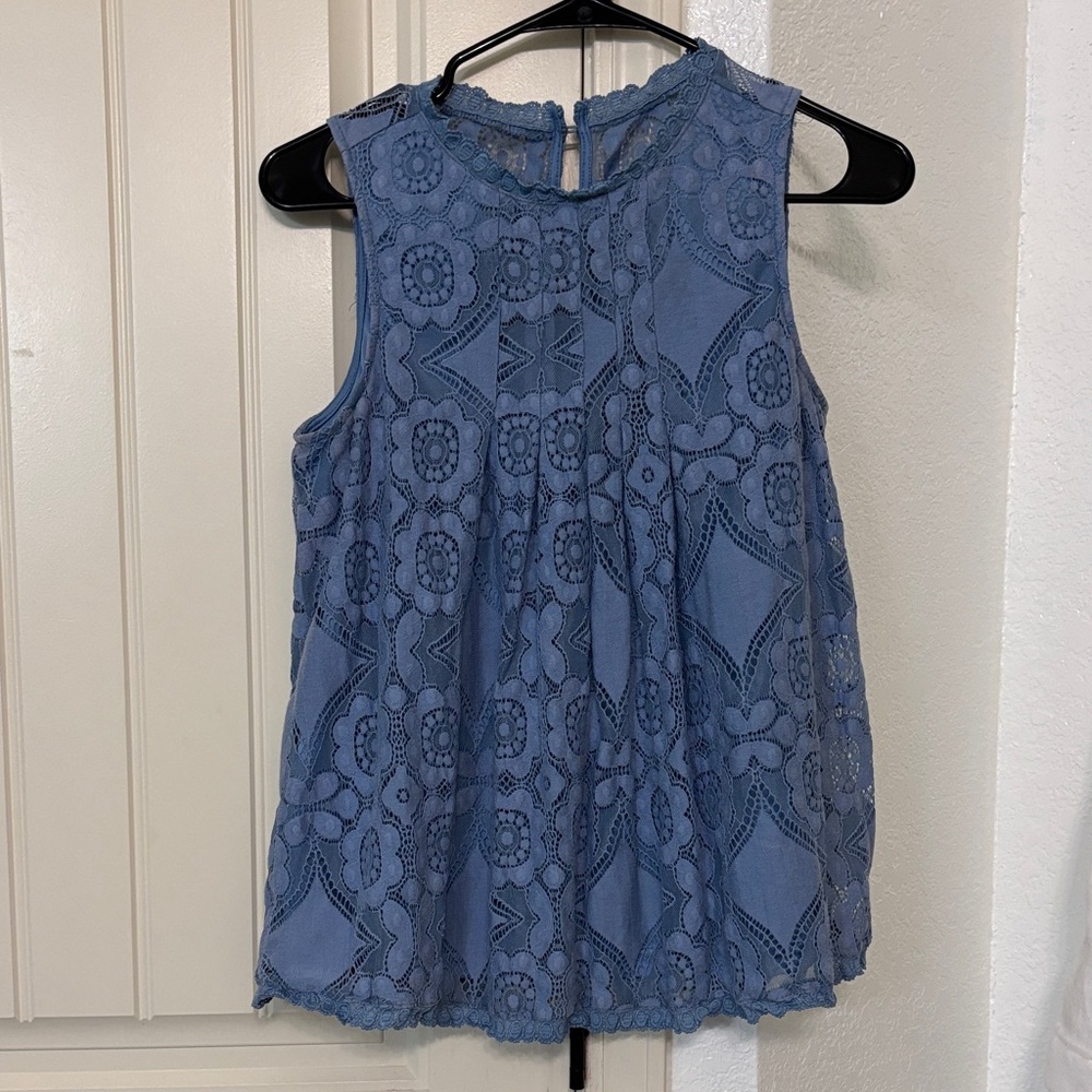Altar’d State Blue Lace Babydoll Top Sleeveless Boho Small